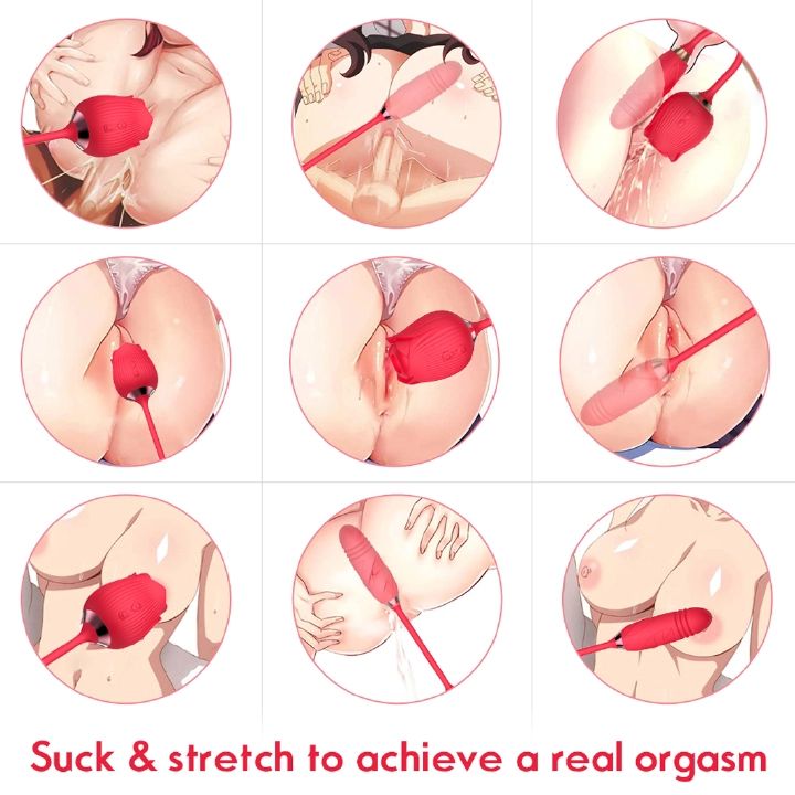 Rose Toy Vibrator Thrusting G Spot Dildo Clitoral Sucking Stimulator Anal Plug Clit Nipples Oral Licking Adult Foreplay Teasing Sex Toys for Women Couple Solo Masturbation - image 23