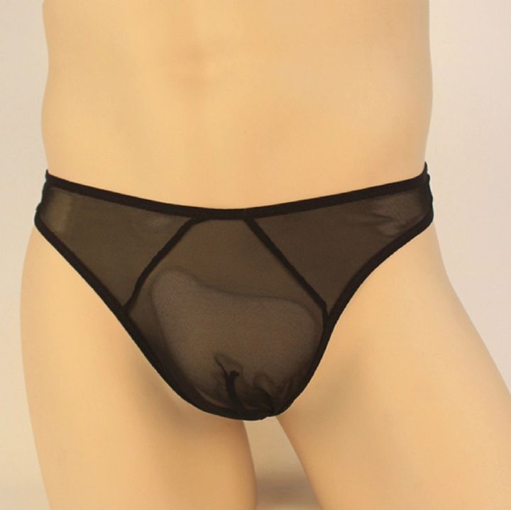 Men 3 Colors Pack Ice Silky Underwear Breathable Sexy See Through Comfortable Brief Thong Valentine Gift for Boyfriend Husband