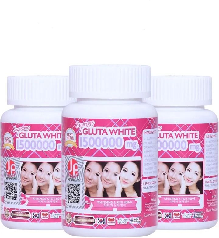 Supreme Gluta White 1500000mg Glutathione Softgels For Skin Lightening, Skin Moisturizer, Collagen Stimulator Healthy Blood Circulation | L-Glutathio Moisturizing