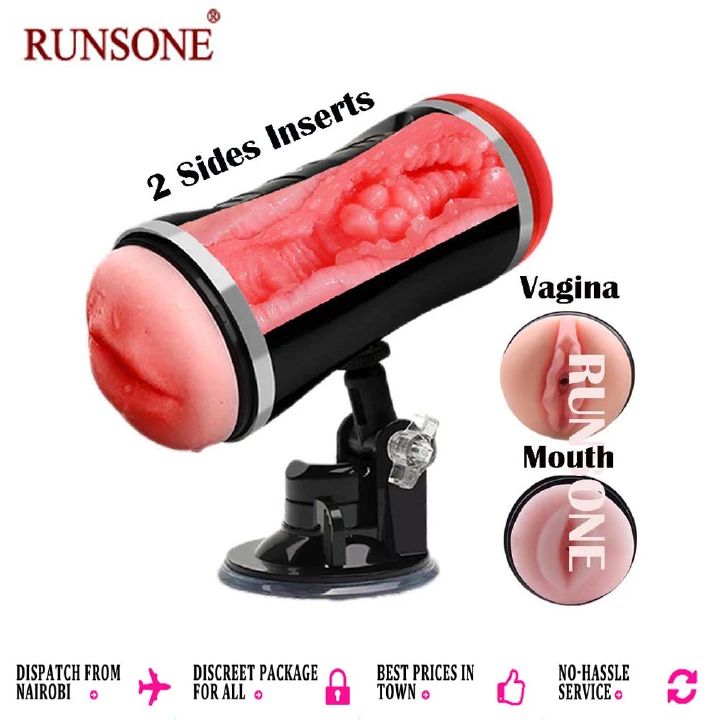 2in1 Male Masturbator Cup Vibrating Mouth Vagina Blowjob Stroker Realistic Textured Pocket Pussy Adult Sex Toy for Men Masturbation