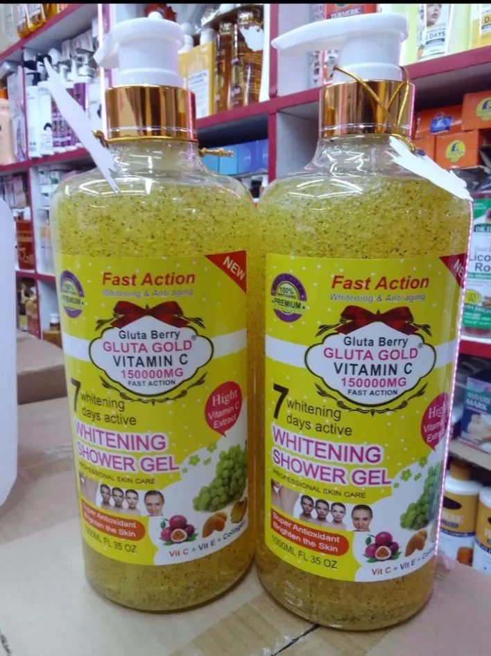 Fast Action Whitening Gluta Berry Gluta Gold Vitamin C 150000mg Shower Gel 1000ml – Anti-Aging Brightening Body Wash, Fade Dark Spots, Moisturizing Deep Cleanse, Extra Glowing Skin Formula