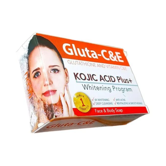 Gluta-C & E Glutathione + Vitamin C & E + Kojic Acid Plus Whitening Soap – Brightening Face & Body Bar to Fade Dark Spots, Uneven Tone & Hyperpigmentation, Glow & Radiant Skin Cleanser