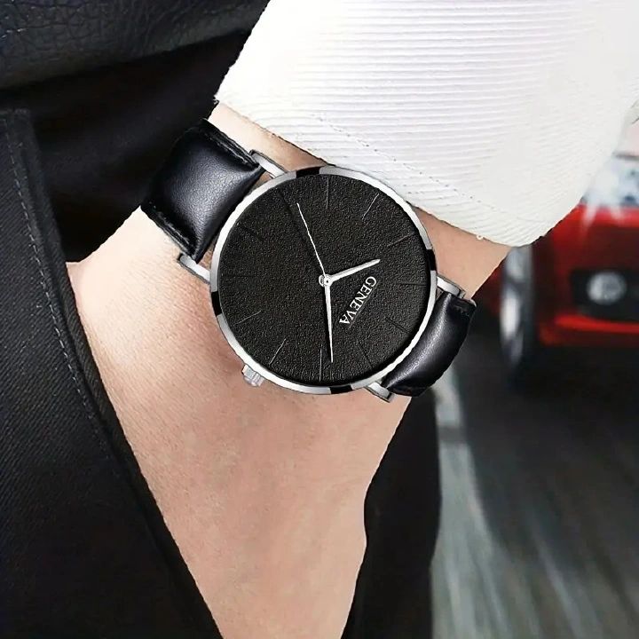 4PCS Set Fashion Mens Sports Watches Man Business Quartz Wristwatch Luxury Brown Leather Bracelet Men Casual Clock Watch