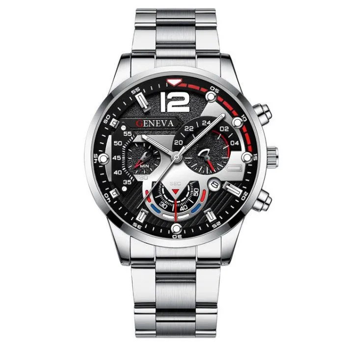 5PCS Men Watch Set Men's Watch And 4PCS Bracelet Fashion With Calendar Sports Business Quartz Steel Strip Watch Men's Sports Watch Male Wrist Watch