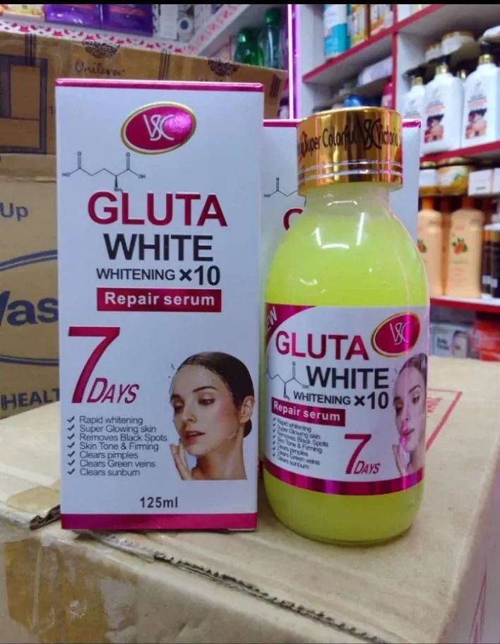 Gluta White Whitening ×10 Repair Serum 125ml – Glutathione & Vitamin C Brightening Face & Body Serum, Fade Dark Spots, Even Tone & Glow, Deep Hydration & Skin Repair