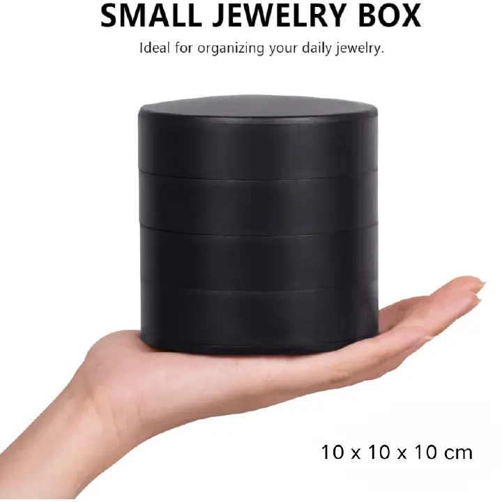 Jewelry Organizer, Small Jewelry Storage Box Earring Holder for Women, 4-Layer Rotating Travel Jewelry Tray Case with Lid for Bracelets Rings Bracelets