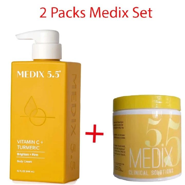2 Packs Medix 5.5 Lotion + Cream VITAMIN C, GINGER & GINSENG BODY CREAM Anti-Aging, & Anti-Dark Spots Firming & Brightening Body Cream Moisturizes Removes Wrinkles & Dark Spots 500ml Body Creams