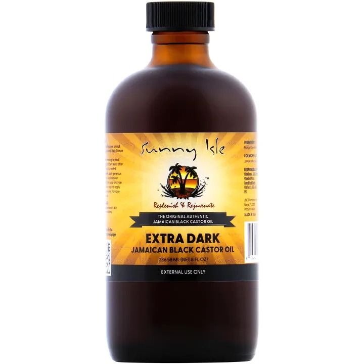 Sunny Isle Extra Dark Jamaican Black Castor Oil, 4 fl. oz. | 100% Natural High Potency Treatment8 fl. oz. | 100% Natural High Potency Treatment for Hair, Scalp Hair & Scalp Care Jamaican Oil Hair Care