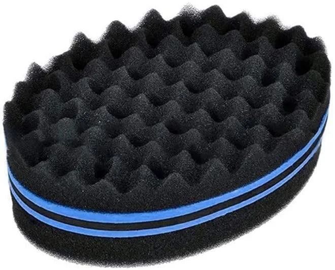 Curl Twist Hair Sponge Big Holes Double-Sided Comb Wave Brush Dreads Locking Afro Curling Coil Care Tool Bonus Hair blue