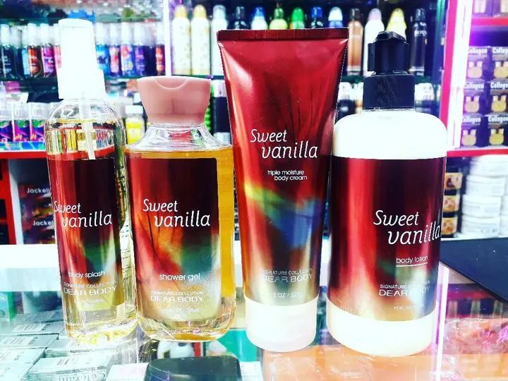 4 Pack Dear Body Sweet Vanilla Lotion, Shower Gel ,Body Splash & Cream Sweet Fresh Scent Keep Fresh Body Lotion Shower Gel Body Washes Body Washes 4 Pack Signature Collection Body Luxuries