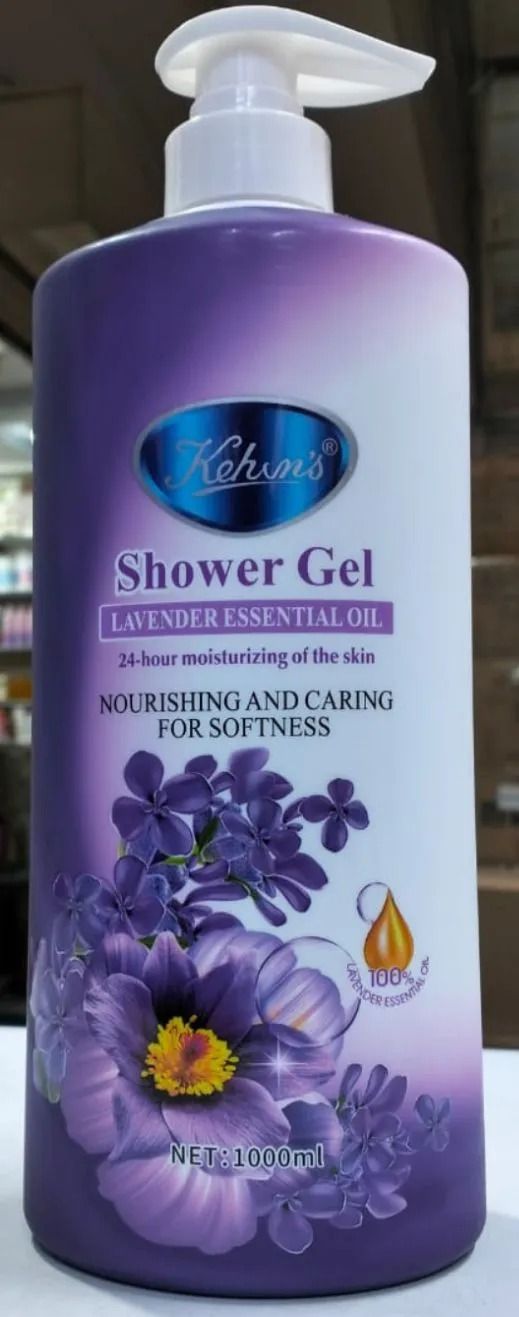 Kehim’s Lavender Essential Oil Shower Gel 24-Hour Moisturizing Body Wash with Deep Hydration & Skin Nourishing Care, Soothing Lavender Scent, Softness & Smooth Skin Daily Use 1000ml
