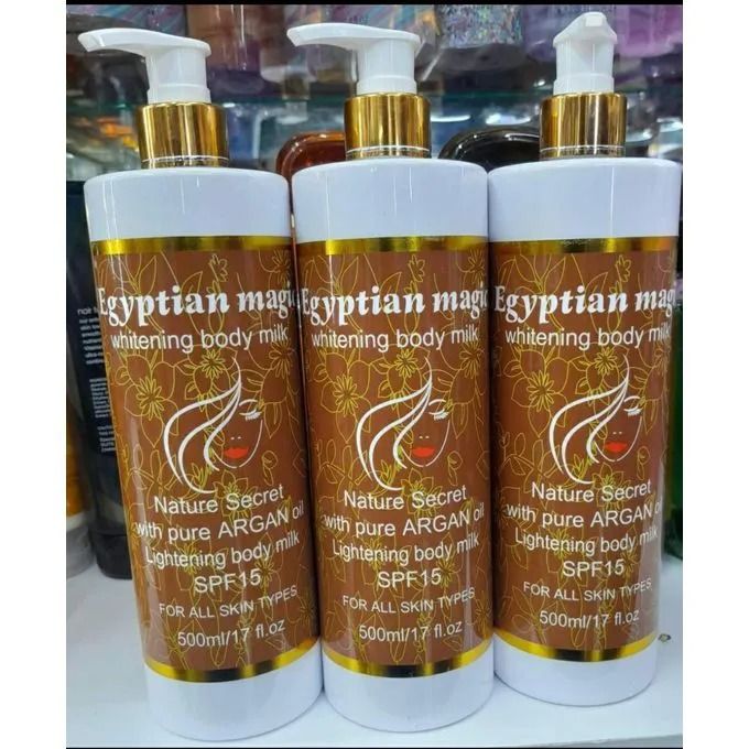 Egyptian Magic Whitening Body Lotion With Pure Argan Oil 500ml Clearer Blemish Free Skin Lighter Brighter Complexion Gentle Lightening Effect Slows Melanin Production 500ml