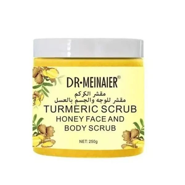 Dr. Meinaier Honey & Turmeric Face & Body Scrub – Brightening Exfoliant with Natural Honey, Turmeric & Sugar – Gentle Renewal for Smoother, Radiant Skin (250 g)