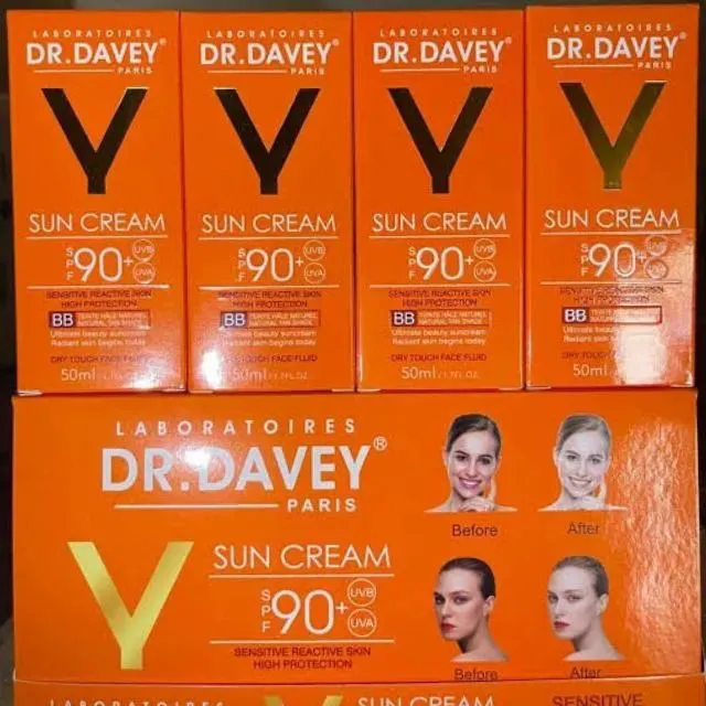 DR. DAVEY Sunscreen SPF 90 UV Protection Sensitive Reactive Skin BB Dry Touch Fluid Sun Cream SunblockDR. DAVEY Sunscreen SPF 90 UV Protection Sensitive Reactive Skin BB Dry Touch Fluid Sun Cream Sunb