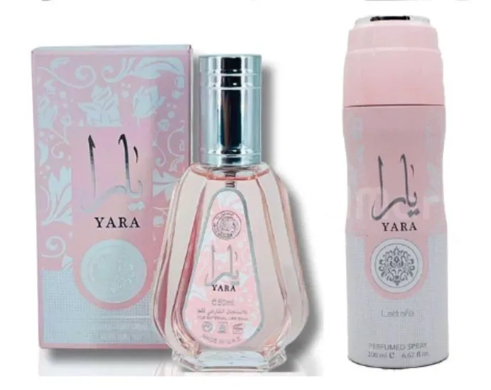 OFFER!!! Perfume Yara 50ml by Ard Al Zaafaran and body spray 200ml by lattafa(U.A.E)