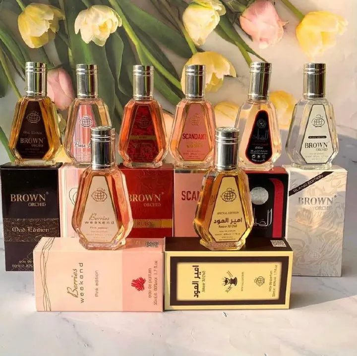 50ml unisex perfumes. Yara/brown Orchid/berries weekend/Baccarat/French coffee/choco musk/chelsea man