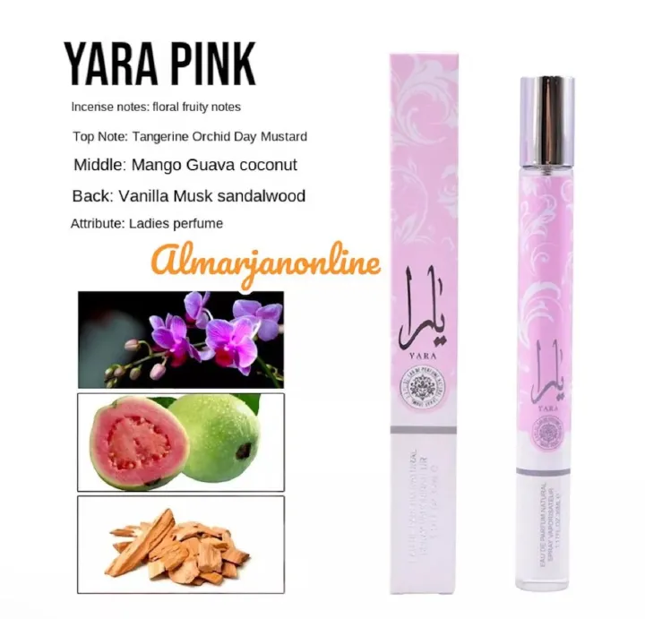 YARA Pink Eau de Parfum 35ml pen perfume – Feminine Floral Fruity Fragrance with a Touch of Vanilla & Musk