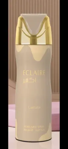 Lattafa Eclaire Sweet gourmand with caramel, milk, sugar, honey, white flowers, vanilla, praline, and musk 200 ml Body Spray for Women