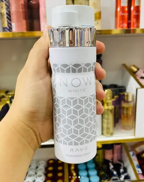 Lattafa perfumes collections Rave now 200ml Random body spray Now Black/Now rouge red/Now pink/Now Intense Blue/Now White featuring pistachio, salted caramel, floral vanilla & jasmine petals