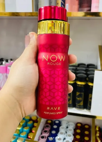 Lattafa perfumes collections Rave now 200ml Random body spray Now Black/Now rouge red/Now pink/Now Intense Blue/Now White featuring pistachio, salted caramel, floral vanilla & jasmine petals