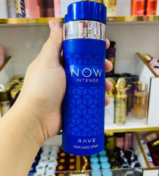 Lattafa perfumes collections Rave now 200ml Random body spray Now Black/Now rouge red/Now pink/Now Intense Blue/Now White featuring pistachio, salted caramel, floral vanilla & jasmine petals