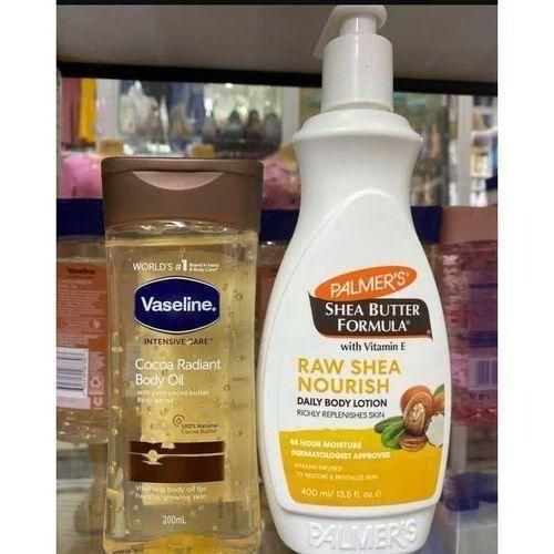 2 In 1 SELFCARE SET: Intensive Care Cocoa Radiant Body Oil + Palmer's Raw Shea Body Lotion