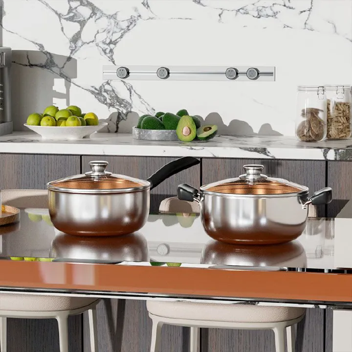 【Promotion】Jamespot 10PCS Stainless steel  Pot Set(5pcs pots +5pcs lids) Cookware Set Cooking Pots Sufuria（16/18/20/22/24cm)