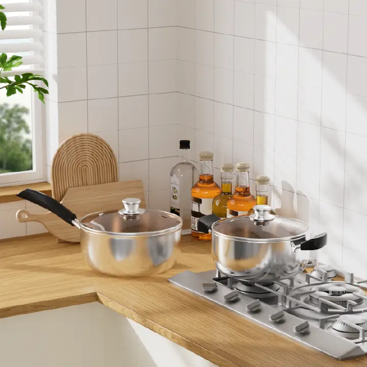 【Promotion】Jamespot 10PCS Stainless steel  Pot Set(5pcs pots +5pcs lids) Cookware Set Cooking Pots Sufuria（16/18/20/22/24cm)