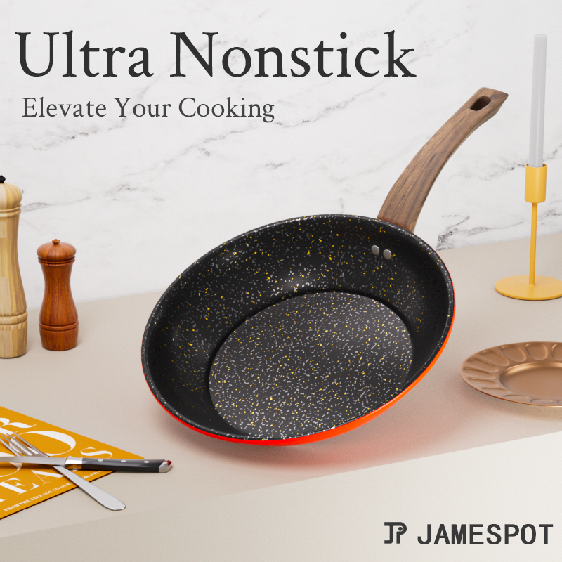 24CM Nonstick Iron Pan Cooking Pots Sufuria  Suitable for Induction Cookers  (Noted :Clean with a Sponge Brush,Use silicone or wooden tools)