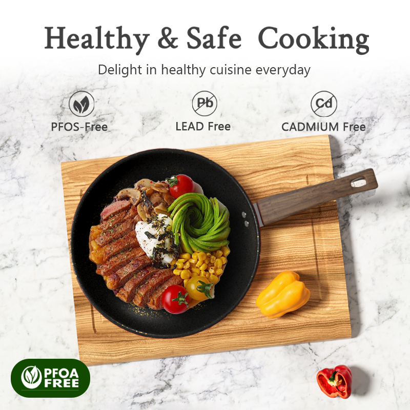 24CM Nonstick Iron Pan Cooking Pots Sufuria  Suitable for Induction Cookers  (Noted :Clean with a Sponge Brush,Use silicone or wooden tools)