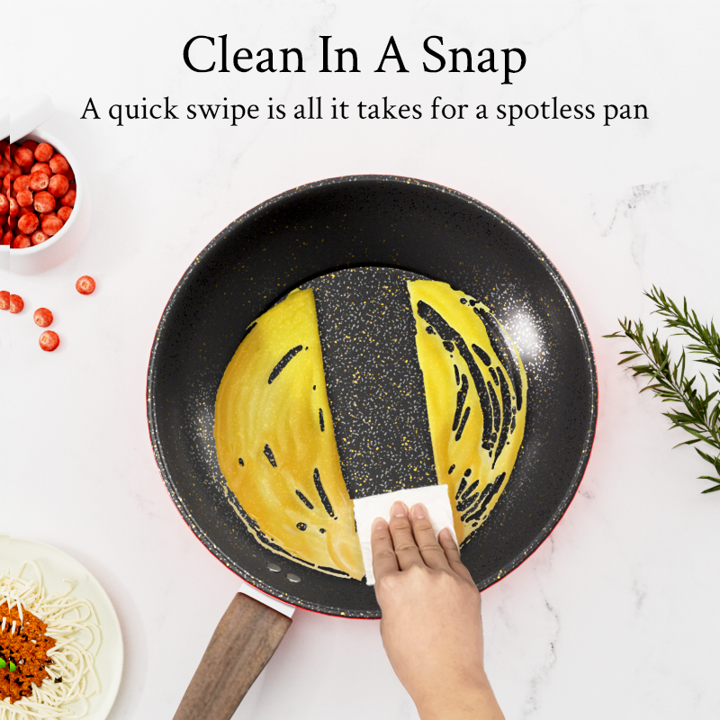 24CM Nonstick Iron Pan Cooking Pots Sufuria  Suitable for Induction Cookers  (Noted :Clean with a Sponge Brush,Use silicone or wooden tools)