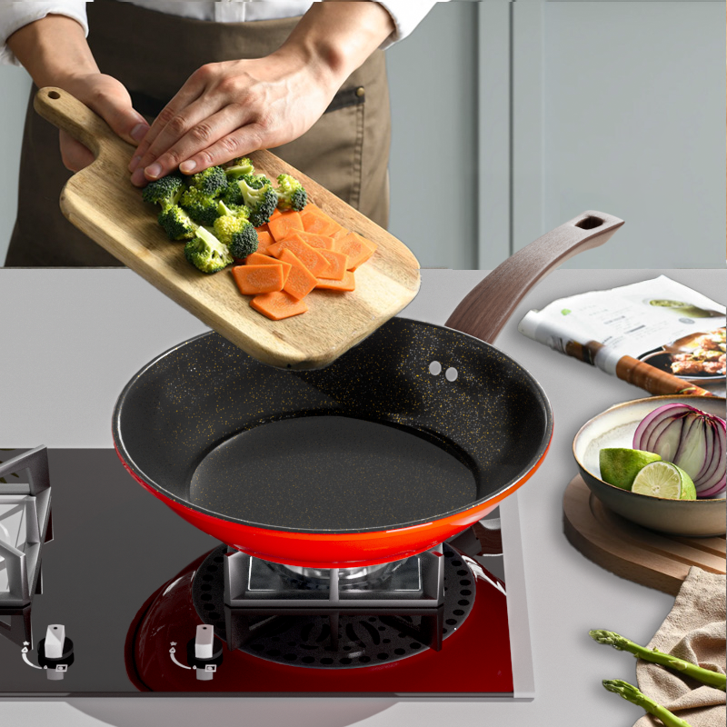 24CM Nonstick Iron Pan Cooking Pots Sufuria  Suitable for Induction Cookers  (Noted :Clean with a Sponge Brush,Use silicone or wooden tools)