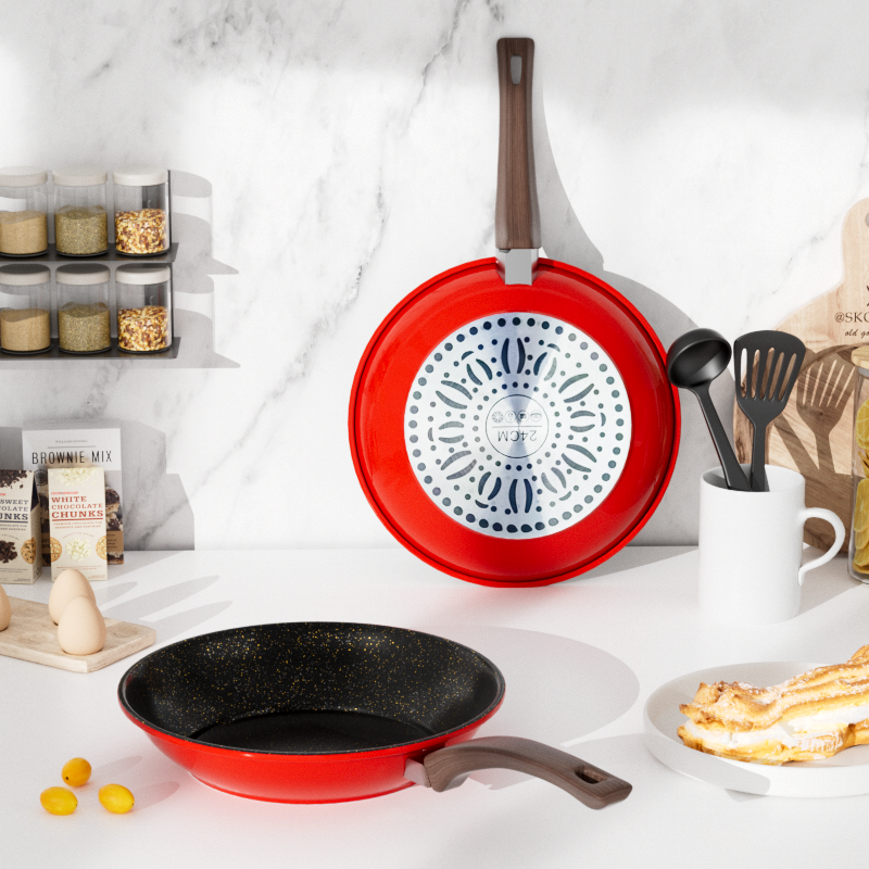 24CM Nonstick Iron Pan Cooking Pots Sufuria  Suitable for Induction Cookers  (Noted :Clean with a Sponge Brush,Use silicone or wooden tools)