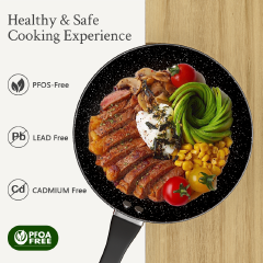 24CM Nonstick Iron Pan Cooking Pots Sufuria  Suitable for Induction Cookers  (Noted :Clean with a Sponge Brush,Use silicone or wooden tools)