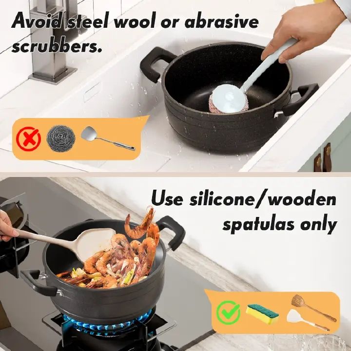 【Promotion】Jamespot Set of 10PCS  Die Cast Set Iron Non-stick Cookware Set Sufuria Set cooking pot set (5PCS 18/20/22/24/26cm Pots+5pcs Lids) Suitable for induction cookers