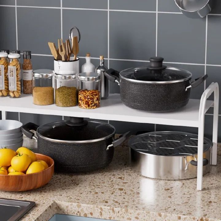 【Promotion】Jamespot Set of 11PCS  Die Cast Set Iron Non-stick Cookware Set Sufuria Set cooking pot set (5PCS 18/20/22/24/26cm Pots+5pcs Lids+1pc 24cm pan) Suitable for induction cookers