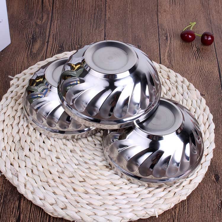 Set of 3PCS  16CM Double-Layer Stainless Steel Bowl, Thickened Bowl, Hollow, Heat-Insulating And Anti-Fall Children's Bowl