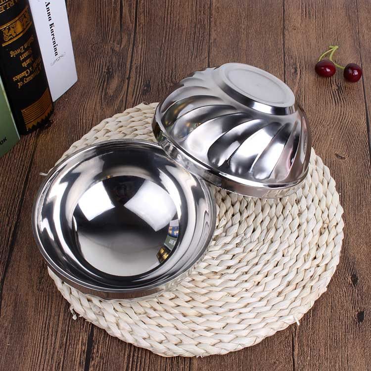 Set of 3PCS  16CM Double-Layer Stainless Steel Bowl, Thickened Bowl, Hollow, Heat-Insulating And Anti-Fall Children's Bowl
