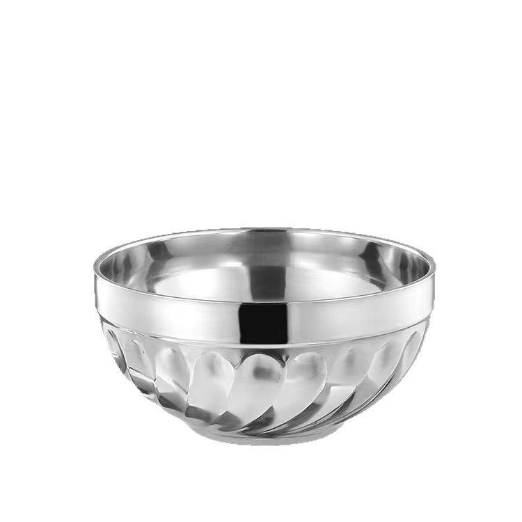 Set of 3PCS  16CM Double-Layer Stainless Steel Bowl, Thickened Bowl, Hollow, Heat-Insulating And Anti-Fall Children's Bowl