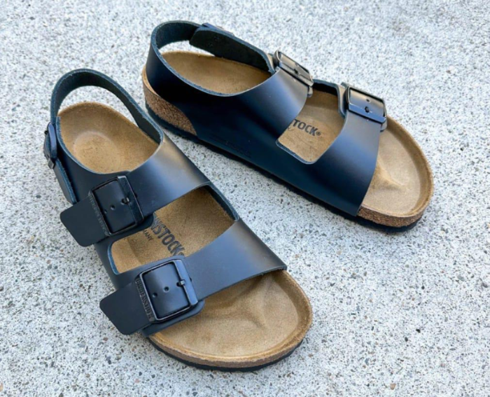Birkenstock Milano UNISEX LEATHER SANDAL WITH DOUBLE BUCKLE IN