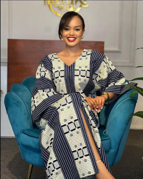 Kitenge Kaftan Women Loose Long Sleeves Slit Patchwork Print Casual Long Dress