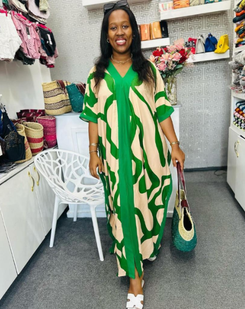 Kitenge Kaftan Women Loose Long Sleeves Slit Patchwork Print Casual Long Dress