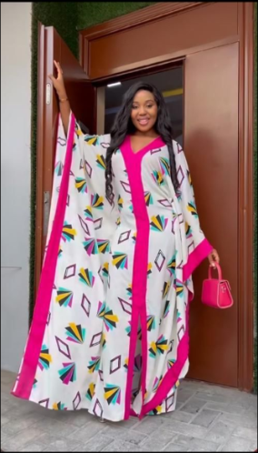 Fire Fire Kitenge  Kaftan Women Loose Long Sleeves Slit Patchwork Print Casual Long Dress