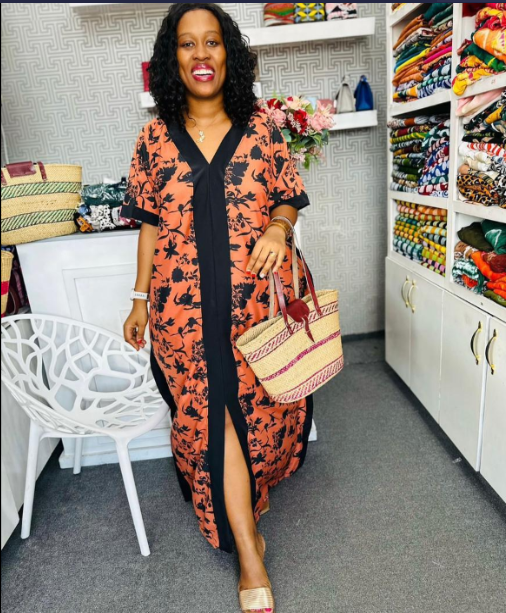 Fire Fire Kitenge  Kaftan Women Loose Long Sleeves Slit Patchwork Print Casual Long Dress