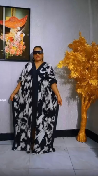 Fire Fire Kitenge  Kaftan Women Loose Long Sleeves Slit Patchwork Print Casual Long Dress