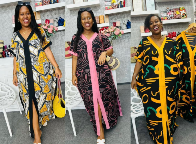 Fire Fire Kitenge  Kaftan Women Loose Long Sleeves Slit Patchwork Print Casual Long Dress