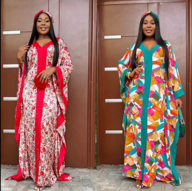 Fire Fire Kitenge  Kaftan Women Loose Long Sleeves Slit Patchwork Print Casual Long Dress