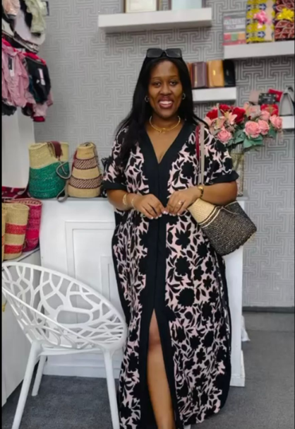 Fire Fire Kitenge  Kaftan Women Loose Long Sleeves Slit Patchwork Print Casual Long Dress