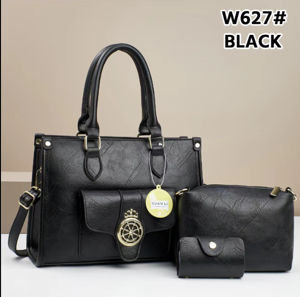 Kerz Compass Solid Strap Leather Bagguette 2Pcs Purse + Wallet Bags