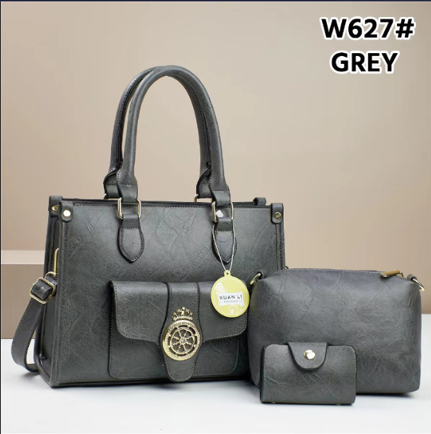 Kerz Compass Solid Strap Leather Bagguette 2Pcs Purse + Wallet Bags